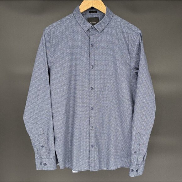 01.Algo Other - 01.Algo Mens Slim Fit Long Sleeve Button-Up Shirt M Blue Going Out Date Night